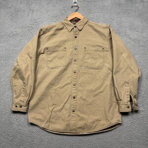 LL Bean Flannel Lined Chore Button Up Canvas Heavy Jacket Mens Medium